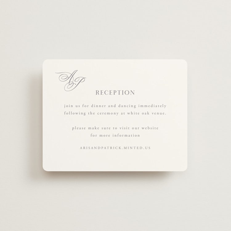 "Regal" - Reception Cards in Snow by Melinda Denison - Front
