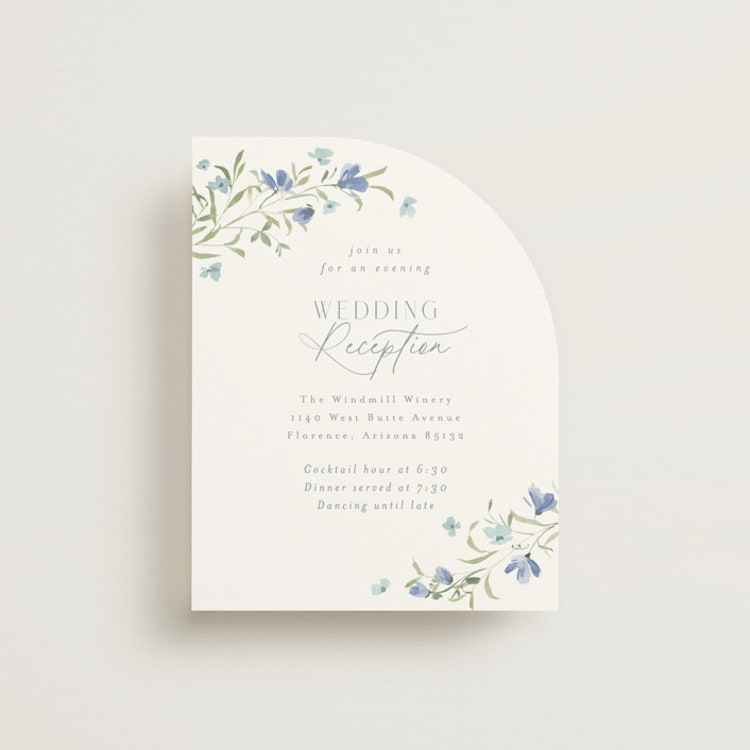 "Sweeping Meadow" - Reception Cards in Aquamarine by Everett Paper Goods - Front