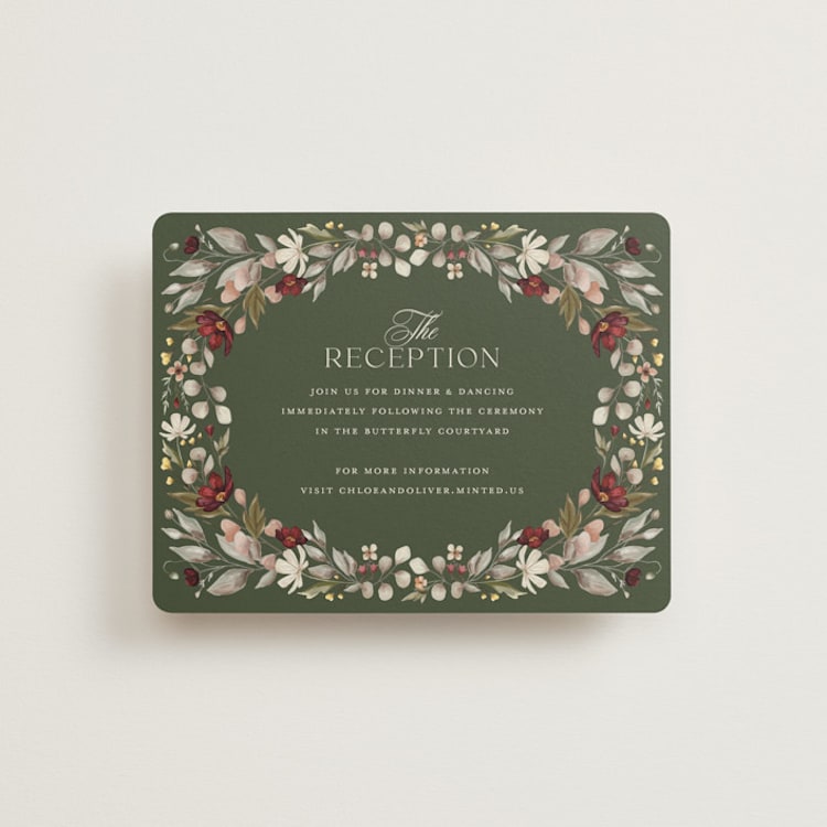 "fleur sauvage" - Reception Cards in Vert by Erin Deegan - Front