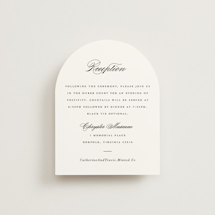 "Classically Elegant" - Reception Cards in Snow by Brandy Folse - Front