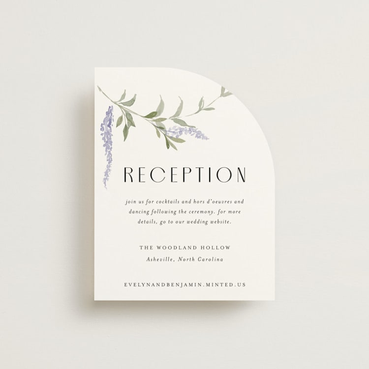 "Enchanted Evening" - Reception Cards in Lavender by Design Lotus - Front