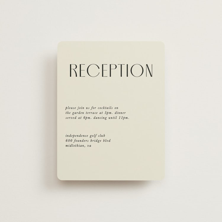 "Commonwealth" - Reception Cards in Ecru by That Girl Press - Front