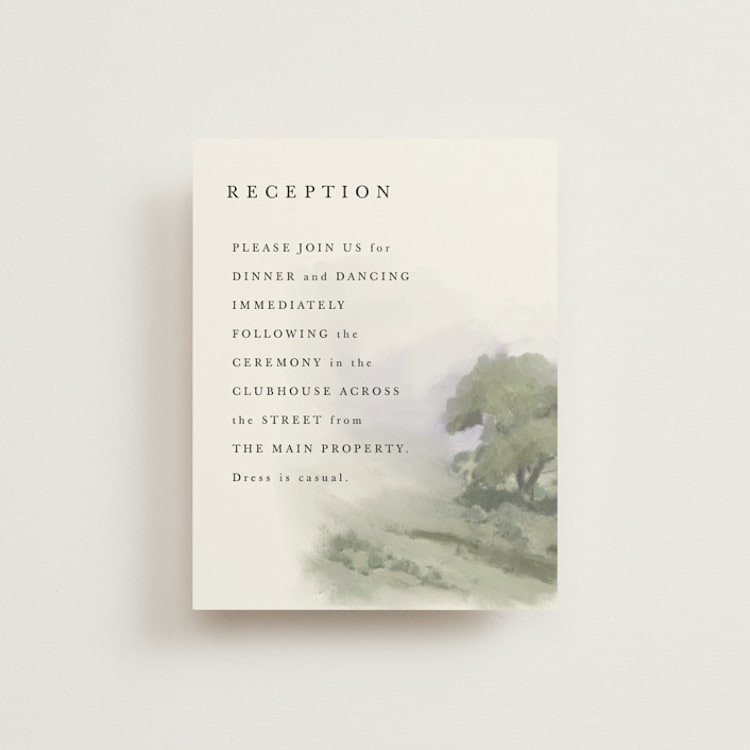 "Hillside" - Reception Cards in Moss by Hannah Williams - Front