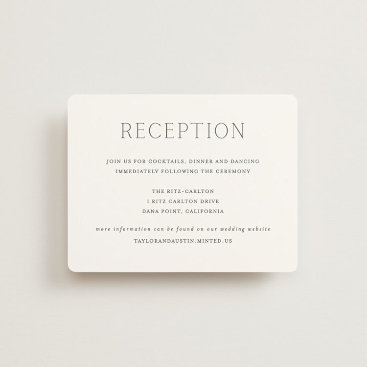 "In Love" - Reception Cards in Cotton by Vanessa Doyle - Front