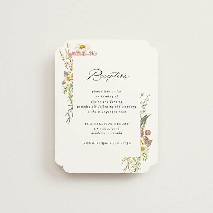 "Organic Florals" - Reception Cards in Blush by Susan Moyal - Front