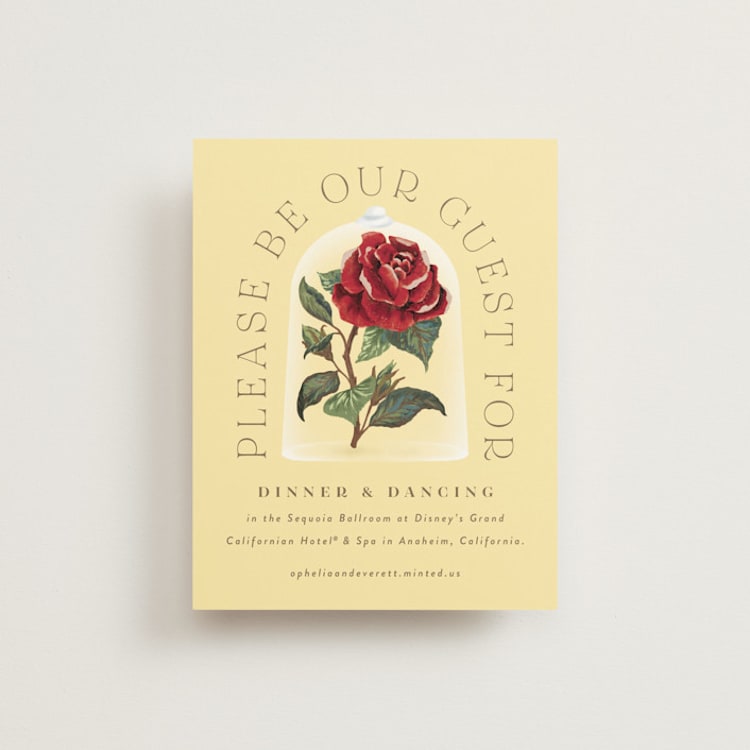 "Enchanted Rose from Disney's Beauty & The Beast" - Reception Cards in Mimosa by Leah Bisch - Front