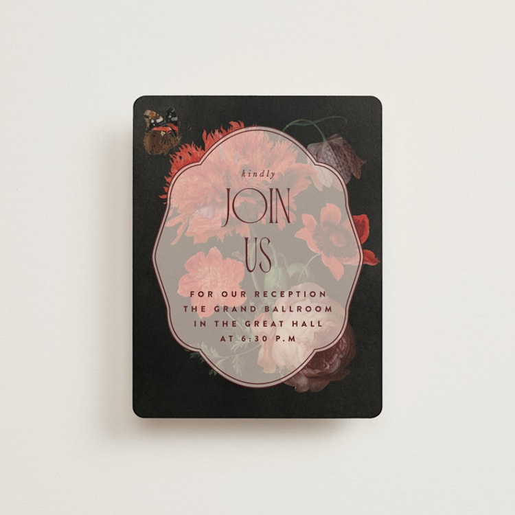 "Museum" - Reception Cards in Burgundy by Nazia Hyder - Front
