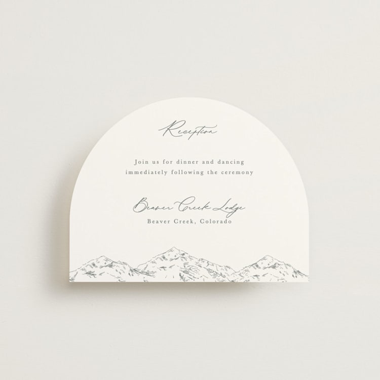 "Mountainview" - Reception Cards in Pewter by Sarah Brown - Front