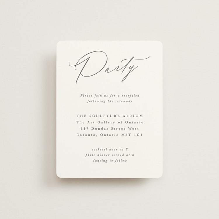 "Scripted Names" - Reception Cards in Pearl by Hooray Creative - Front