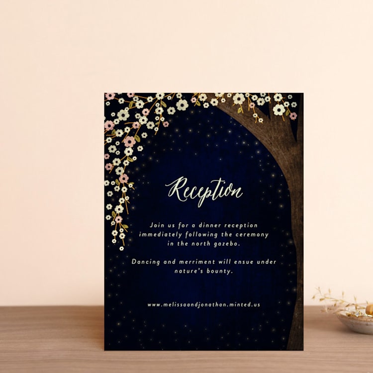 "Outside" - Reception Cards in Navy by Rebecca Bowen - Front