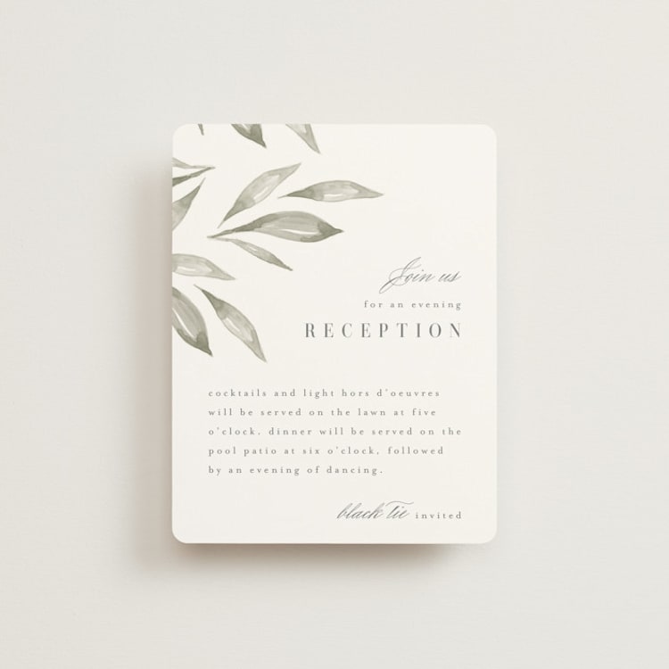 "Whispered Leaves" - Reception Cards in Leaf by Kristie Kern - Front