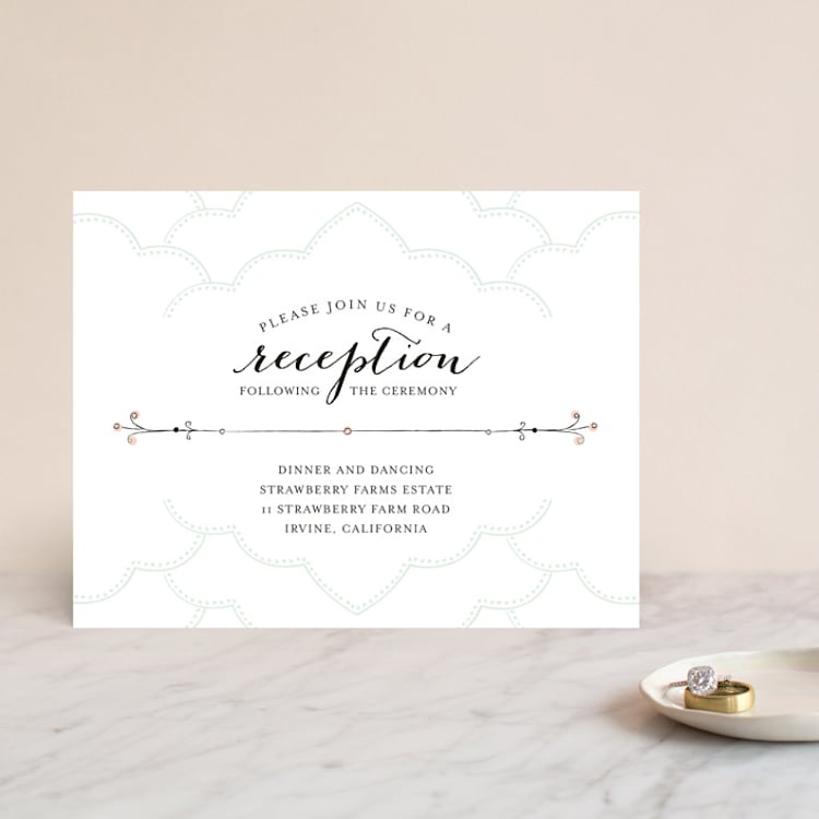"Striped Sweet Nothings" - Reception Cards in Romantic by Tanya Lee of Frooted Design - Front