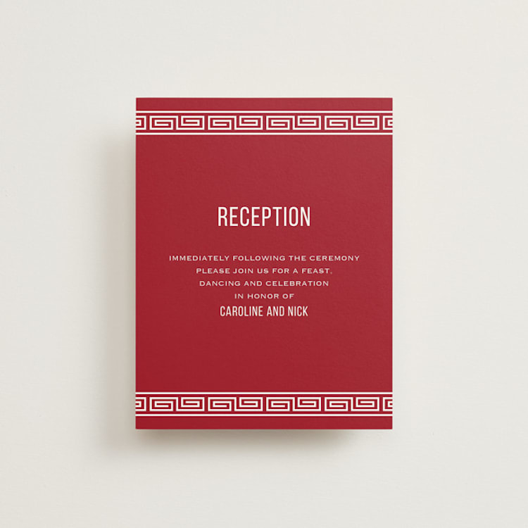 "Double Happiness Seal" - Reception Cards in Carmine by Lori James - Front