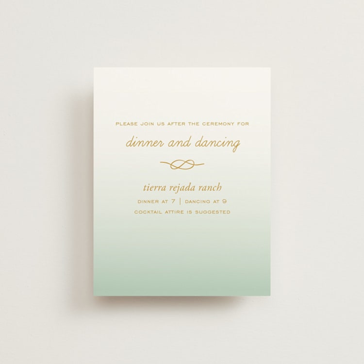 "Simple Knot" - Reception Cards in Mint by SimpleTe Design - Front