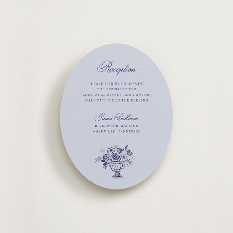 "Blooming Crest" - Reception Cards in Plum by Cass Loh - Front