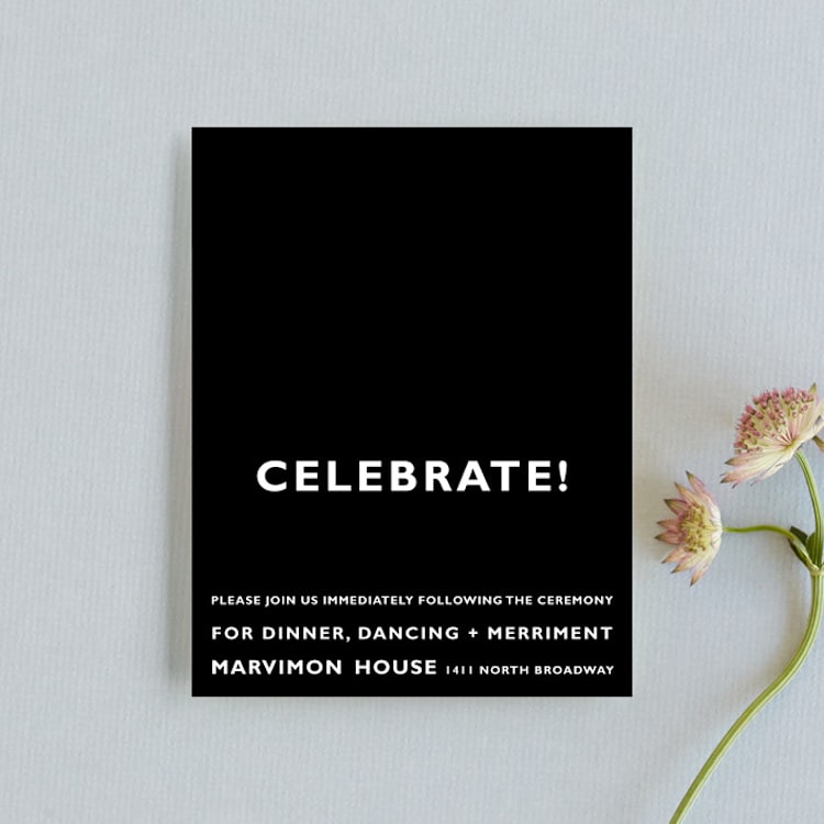 "Desenfadado" - Reception Cards in Black by Aspacia Kusulas - Front