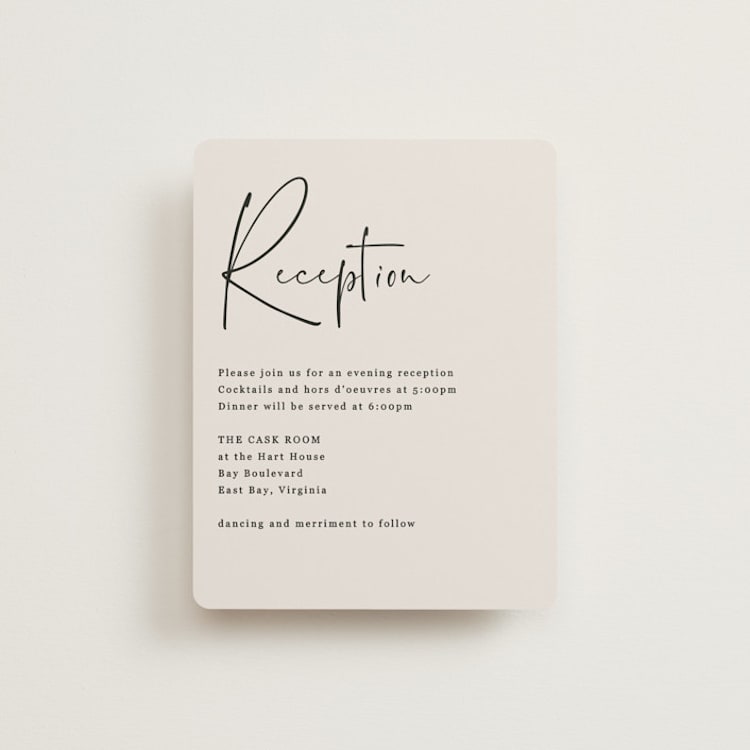 "stylist script" - Reception Cards in Ivory by Cass Loh - Front