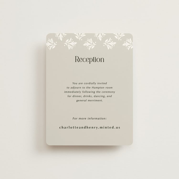 "Litterateur" - Reception Cards in Natural by Karen Glenn - Front
