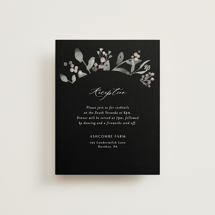 "Enchanted fields" - Reception Cards in Noir by Jennifer Wick - Front