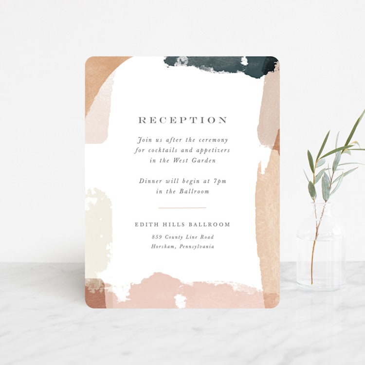 "Overlapping" - Reception Cards in Blush by Jennifer Wick - Front