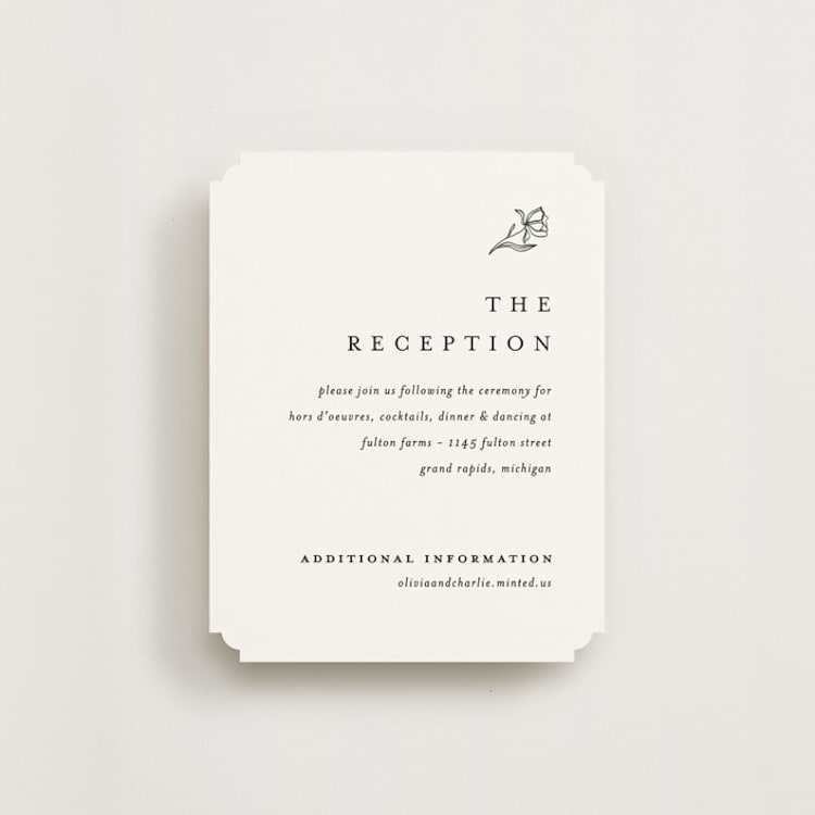 "Floral Cascade" - Reception Cards in Alpine by Pixel and Hank - Front
