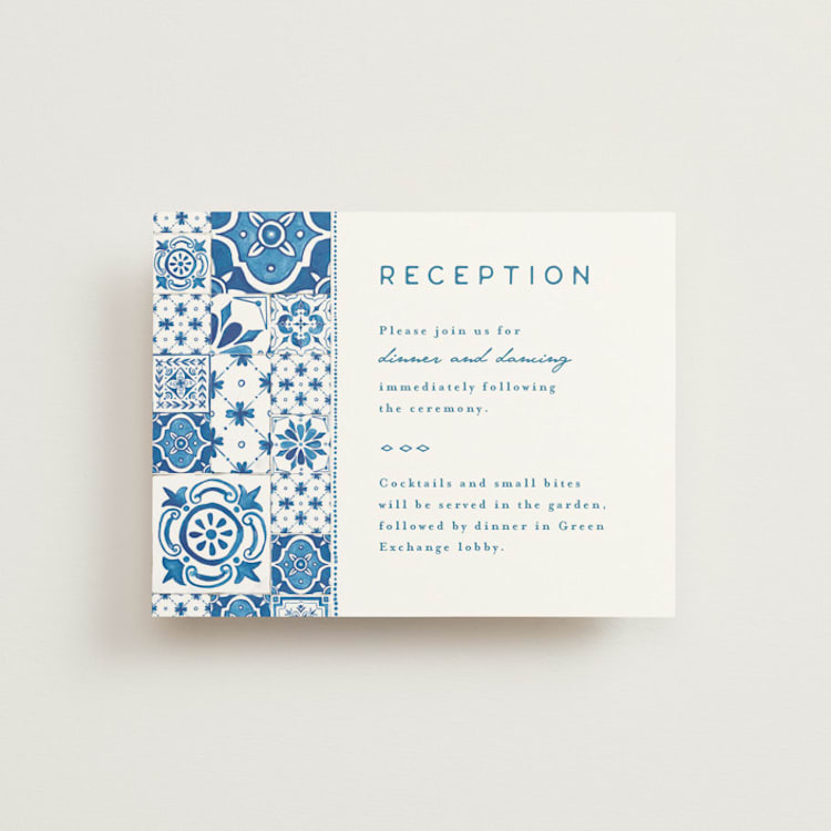 "watercolor tile" - Reception Cards in Navy by Anastasia Makarova - Front