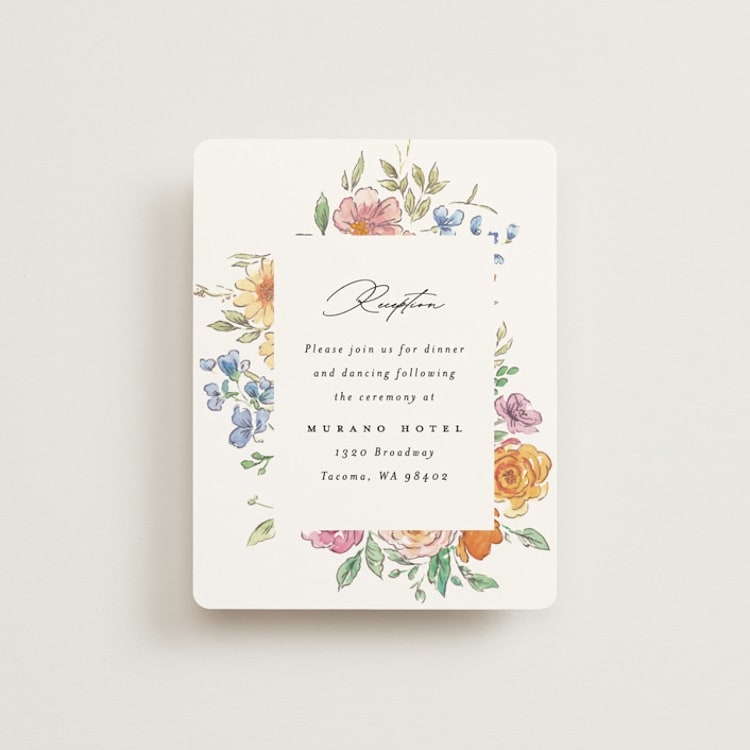 "Floral Pop" - Reception Cards in Tropical by Itsy Belle Studio - Front