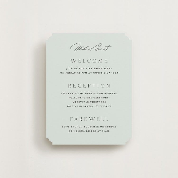 "Merryvale" - Reception Cards in Sky by Kelly Schmidt - Front