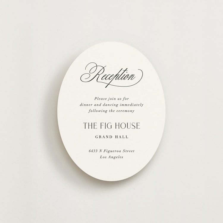 "Grand Scale" - Reception Cards in Caviar by Olivia Raufman - Front