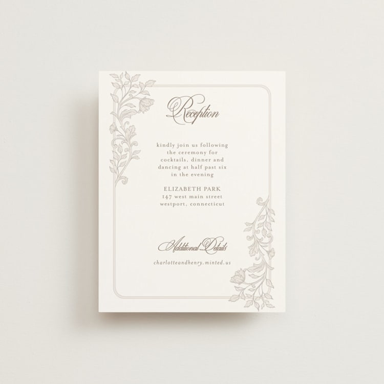 "vintage flourishes" - Reception Cards in Natural by BR Designs - Front