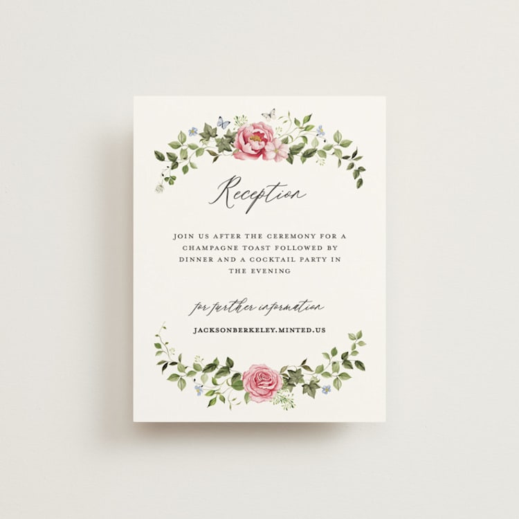 "Ornate" - Reception Cards in Peony by Sarah Knight - Front