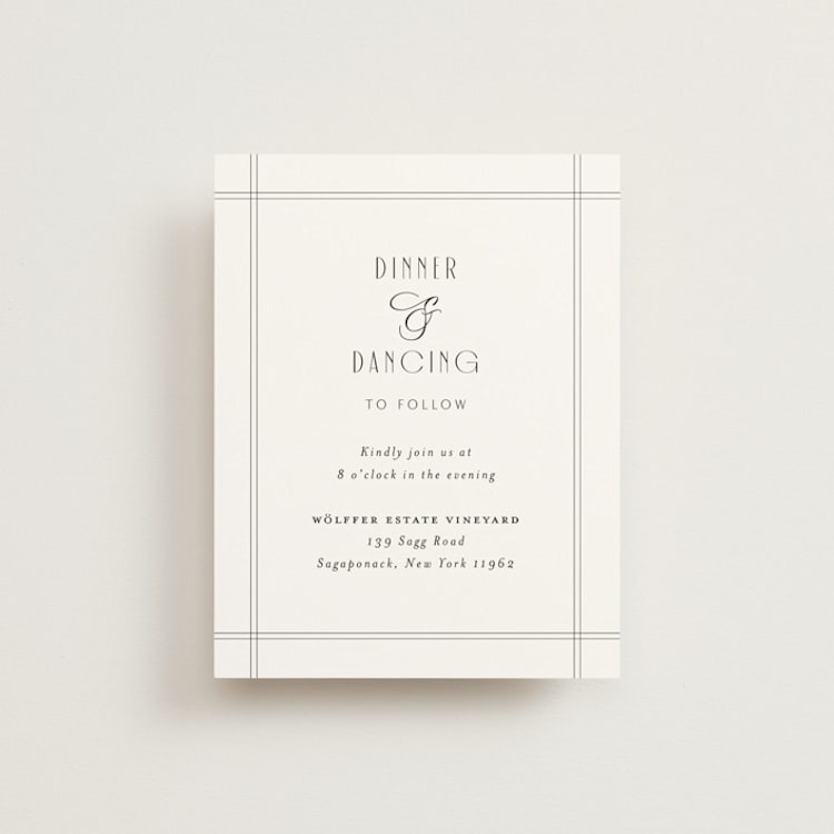 "Black Tie Elegance" - Reception Cards in Tuxedo by Nicoletta Savod - Front