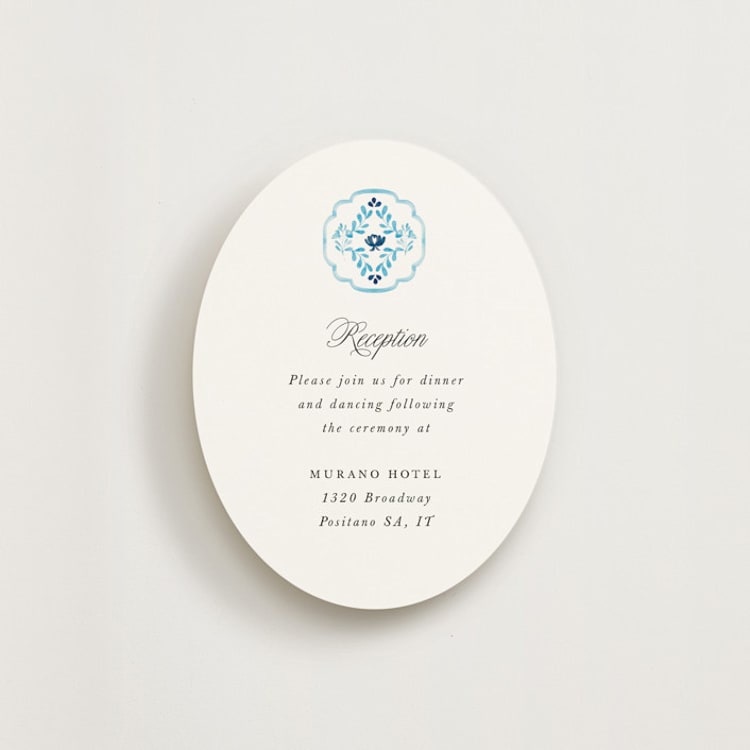 "Almafi" - Reception Cards in Cerulean by Itsy Belle Studio - Front