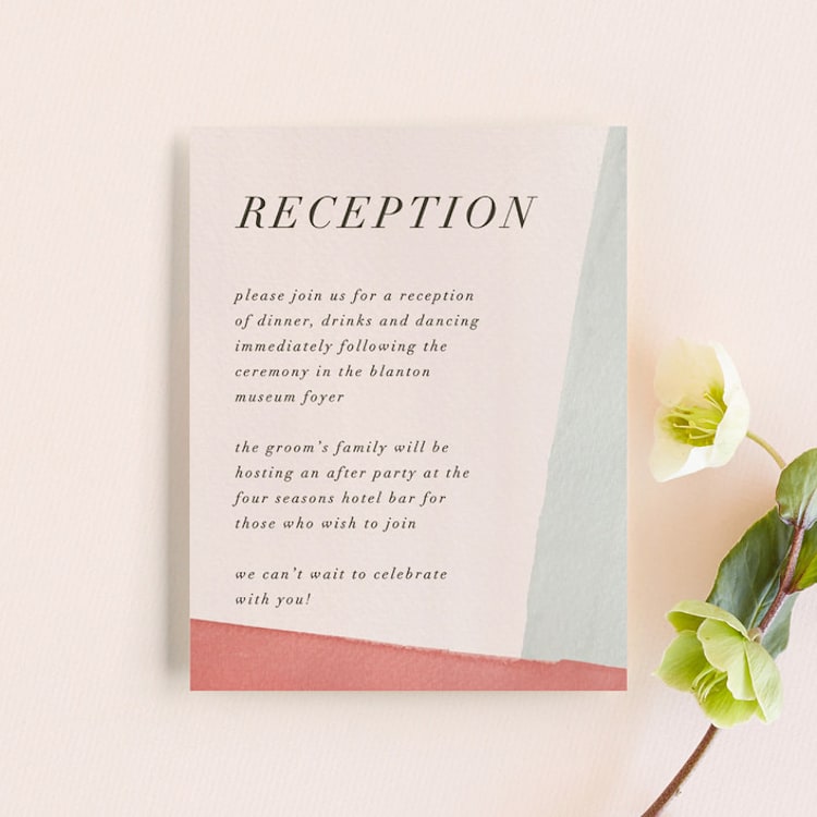 "Eleanor" - Reception Cards in Rose by Creative Parasol - Front