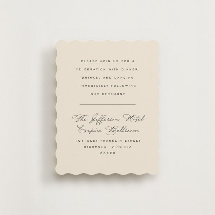 "Tendu" - Reception Cards in Creme by Carly Reed Walker - Front