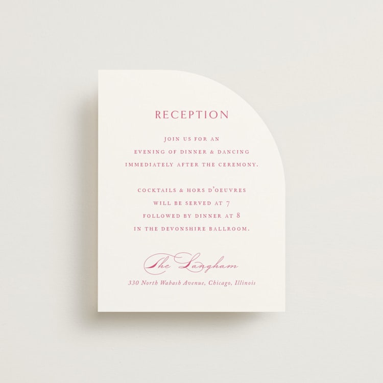 "Everlasting" - Reception Cards in Carnation by Jennifer Postorino - Front
