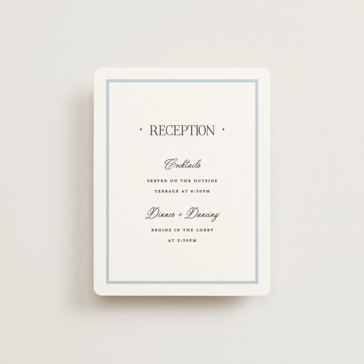 "Dotted Classic" - Reception Cards in Hydrangea by Carolyn MacLaren - Front