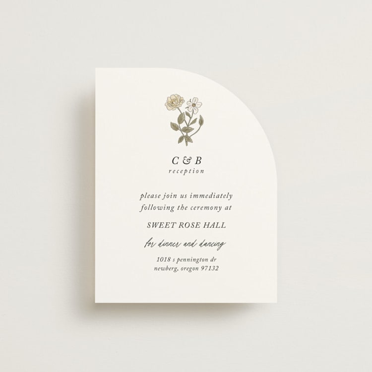 "Vintage Roses" - Reception Cards in Snow by Tara Grangroth - Front