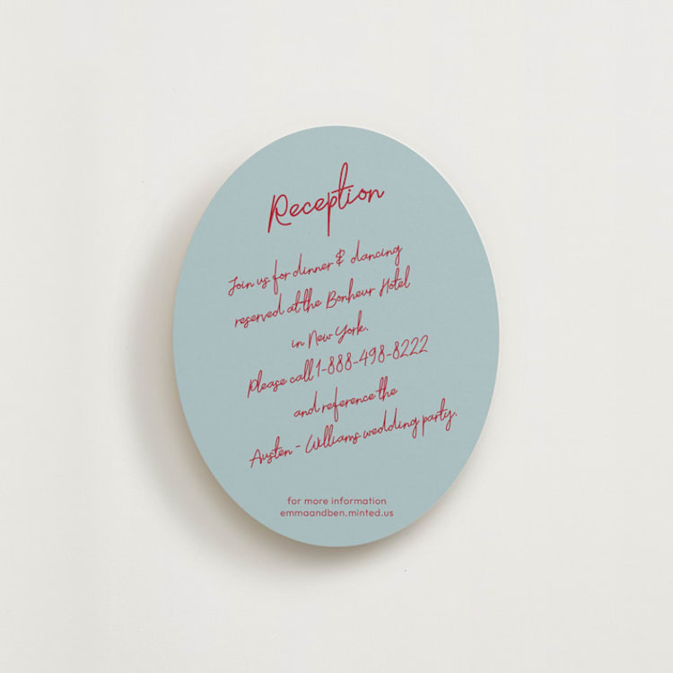 "Handwritten Letter" - Reception Cards in Blue Velvet by Helena Vitto - Front