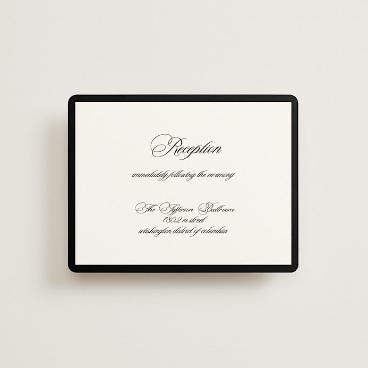 "Black Tie" - Reception Cards in Ink by That Girl Press - Front