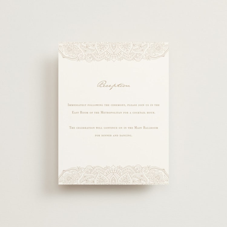 "Extravagant" - Reception Cards in Natural by Jessie Steury - Front