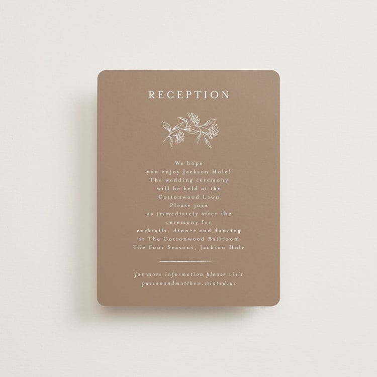 "Monogrammed" - Reception Cards in Taupe by Chris Griffith - Front