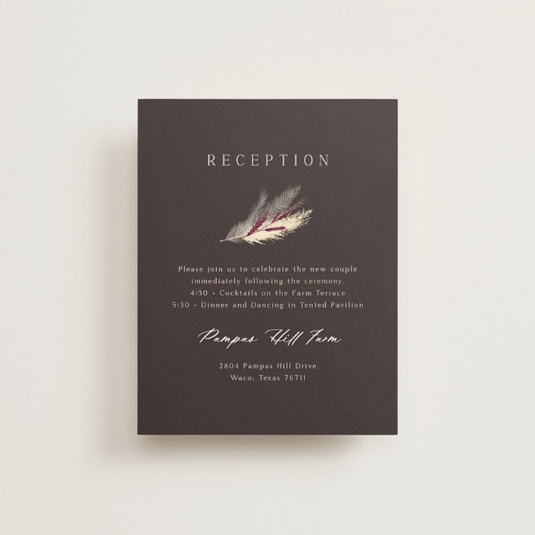 "Bohemian Pampas" - Reception Cards in Sand by Kaydi Bishop - Front