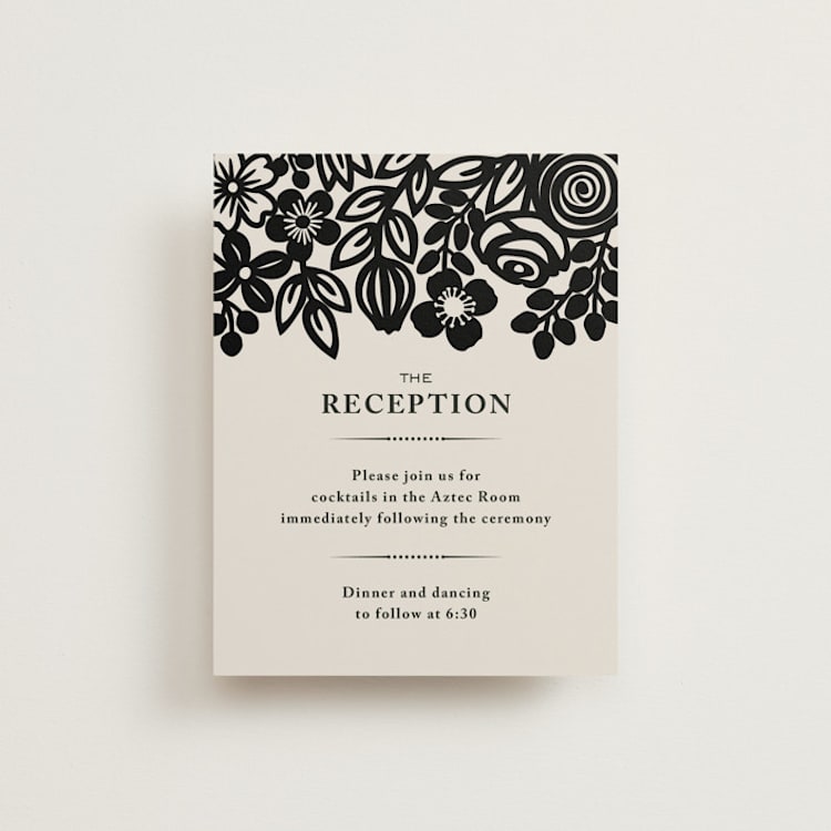"Modern Floral Frame" - Reception Cards in Champagne by Faith Harlow - Front