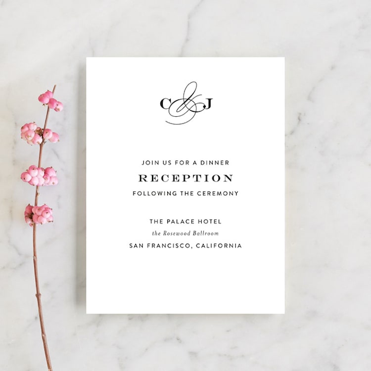 "Wedding Plaid" - Reception Cards in Obsidian by Jill Means - Front