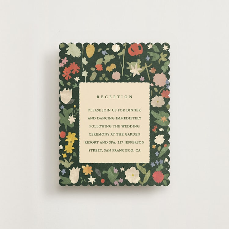 "all the flowers of the world" - Reception Cards in Garden by Sumak Studio - Front