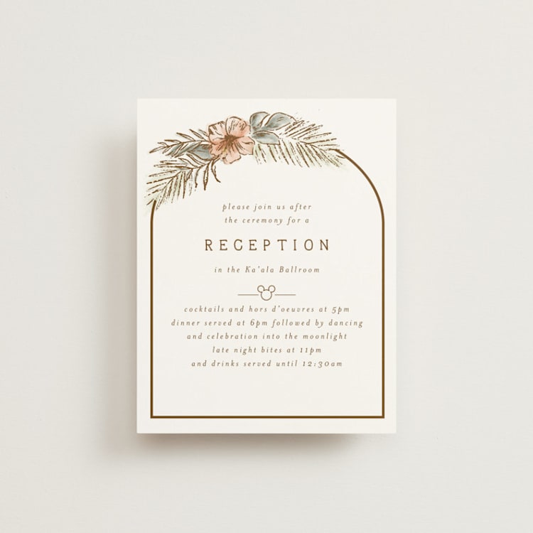 "Disney's Mickey Mouse Tropical Frame" - Reception Cards in Earth by Shiny Penny Studio - Front