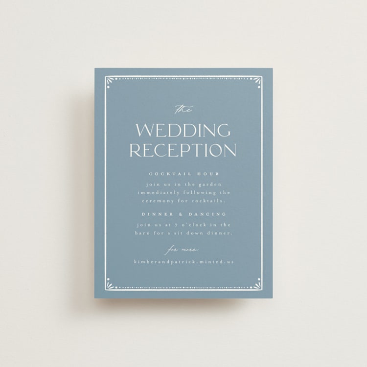 "Porcelain" - Reception Cards in Delft Blue by Ashley DeMeyere - Front