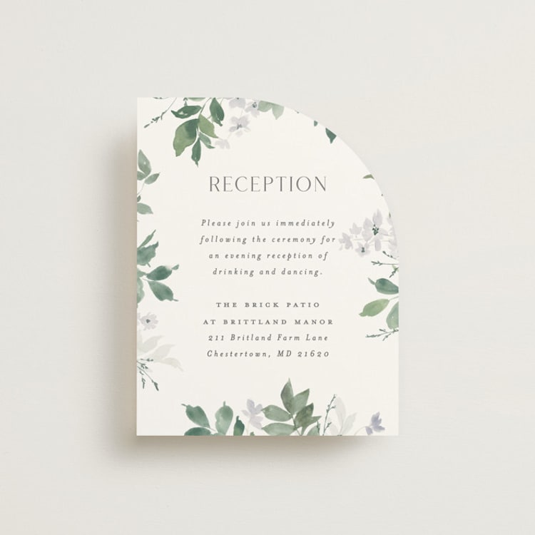 "Grove" - Reception Cards in Fern by Everett Paper Goods - Front