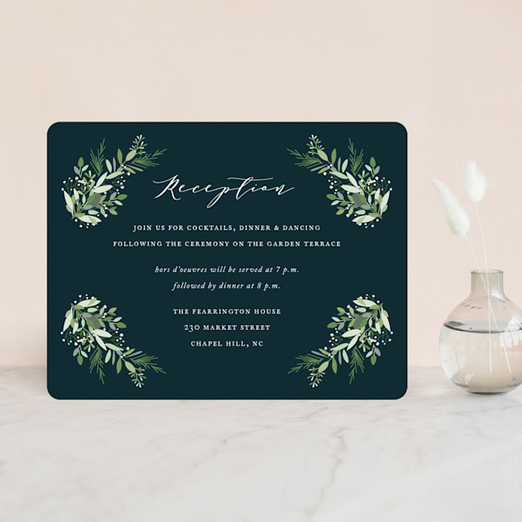"Fresh Greenery" - Reception Cards in Mystic Forest by Jennifer Postorino - Front
